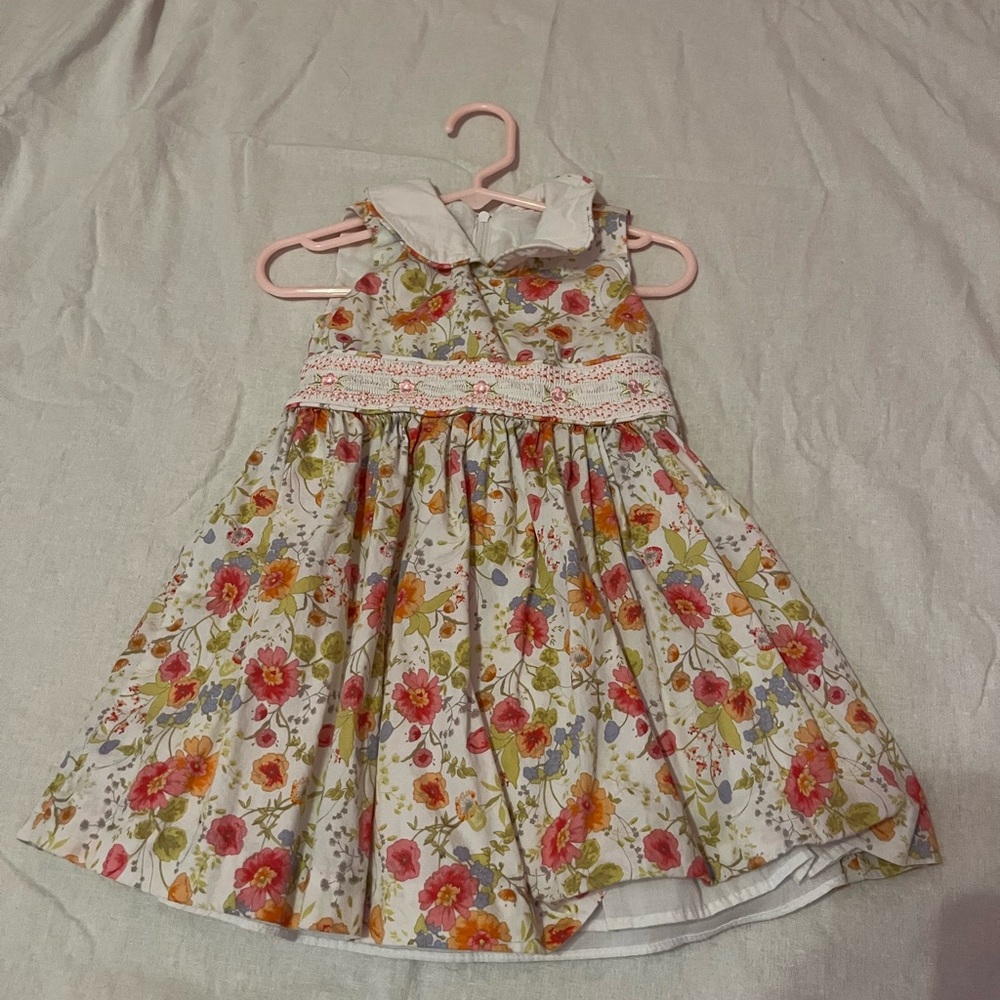 Floral Kids Dress - White and Pink